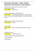 Pharmacy Assistant - FINAL EXAM Questions And Answer Latest Update 