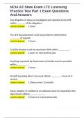 NCIA AZ State Exam LTC Licensing Practice Test Part 1 Exam Questions And Answers 