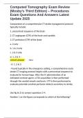 Computed Tomography Exam Review &lpar;Mosby's Third Edition&rpar; &ndash; Procedures Exam Questions And Answers Latest Update 2025
