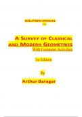 SOLUTION MANUAL For A SURVEY OF CLASSICAL AND MODERN GEOMETRIES With Computer Activities 1st Edition By Arthur Baragar