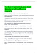 The Construction Industry Exam Questions with All Correct Answers 