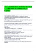 The Construction Industry Module 1 Questions and Answers All Correct 