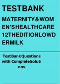 Test Bank For Maternity and Women's Health Care 12th Edition By Deitra Leonard Lowdermilk&semi; Mary Catherine Cashion&semi; Shannon E&period; Perry&semi; Kathryn Rhodes Alden&semi; Ellen Ols 9780323556293 Chapter 1-37 Complete Guide &period;