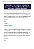 Adjuster Pro&colon; Indiana Adjuster's License - Practice Exam Questions and 100&percnt; Correct Answers