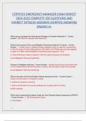 CERTIFIED EMERGENCY MANAGER EXAM NEWEST  2024-2025 COMPLETE 200 QUESTIONS AND  CORRECT DETAILED ANSWERS &lpar;VERIFIED ANSWERS&rpar;  GRADED A&plus; 