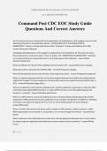 Command Post CDC EOC Study Guide Questions And Correct Answers