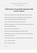 CEM Section 1 Exam Study Questions With Correct Answers