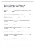 Project Management Chapter 1&colon; Introduction &lpar;Fill in the blank&rpar; Practice Exam Questions With Correct Verified Answers&period;