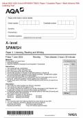Actual 2024 AQA A-level SPANISH 7692&sol;1 Paper 1 Question Paper &plus; Mark Scheme With  Listening Test