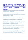 Barney Fletcher Real Estate Exam Questions and Correct Answers &lpar;100&percnt; COMPLETE ANSWERS&rpar; ALREADY GRADED A&plus; &vert; 100&percnt; satisfaction guarantee with complete solutions&comma; &lpar;Latest update&rpar; 2025&sol;2026