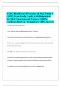 AYPO Real Estate Principles of Real Estate 1 &lpar;2025&rpar; Exam Study Guide With Detailed & Verified Questions and Answers &vert; 100&percnt; Confirmed Solved &vert; Graded A&plus;&vert; 100&percnt; Success