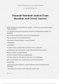 Financial Statement Analysis Exam Questions And Correct Answers