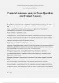 Financial statement analysis Exam Questions And Correct Answers