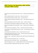 EMT Practice Test  Questions and Correct Answers &lpar;100&percnt; COMPLETE ANSWERS&rpar; ALREADY GRADED A&plus; &vert; 100&percnt; satisfaction guarantee with complete solutions&comma; &lpar;Latest update&rpar; 2025&sol;2026