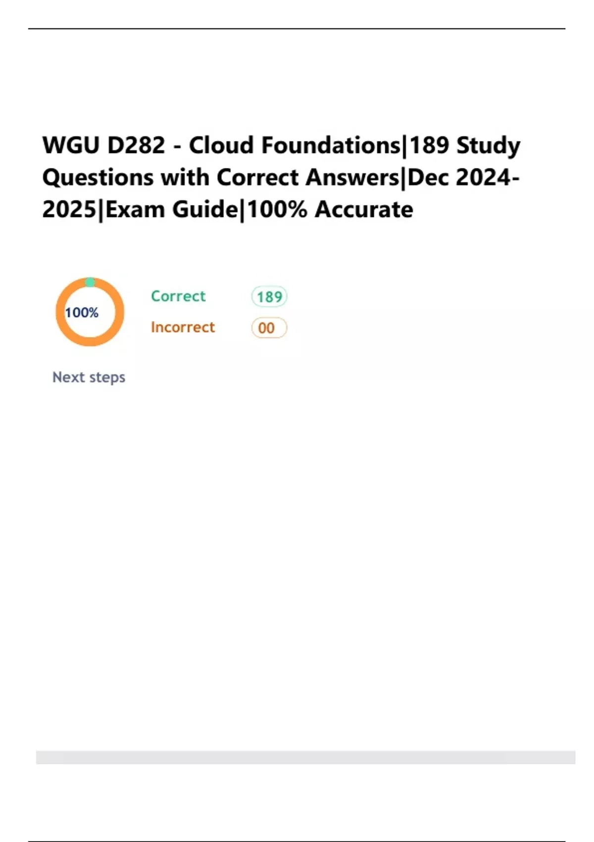 WGU D282 - Cloud Foundations|189 Study Questions with Correct Answers ...