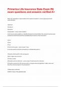 Primerica Life Insurance State Exam RI&vert; exam questions and answers verified A&plus;