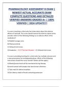 PHARMACOLOGY ASSESSMENT B EXAM &vert;  NEWEST ACTUAL ACCURATE EXAM  COMPLETE QUESTIONS AND DETAILED  VERIFIED ANSWERS GRADED A&plus; &vert; 100&percnt;  VERIFIED &vert; 2024 UPDATE&excl;&excl;&excl;