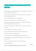 Florida Mortgage Exam Questions and Answers 100&percnt; Pass