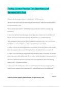 Florida License Practice Test Questions and Answers 100&percnt; Pass