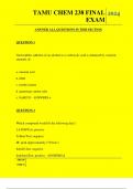 TAMU CHEM 238 FINAL EXAM QUESTIONS AND ANSWERS 2024