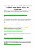 NUR 2474 RASMUSSEN MENTAL HEALTH FINAL EXAM TEST BANK with 100&percnt; Verified Solutions for 2024&sol;2025