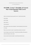 MAT2600 - Lecture 7&colon; Durability of Concrete Part 1 Exam Questions With Correct Answers