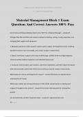 Material Management Block 1 Exam Questions And Correct Answers 100&percnt; Pass