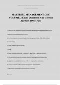 MATERIEL MANAGEMENT CDC VOLUME 3 Exam Questions And Correct Answers 100&percnt; Pass