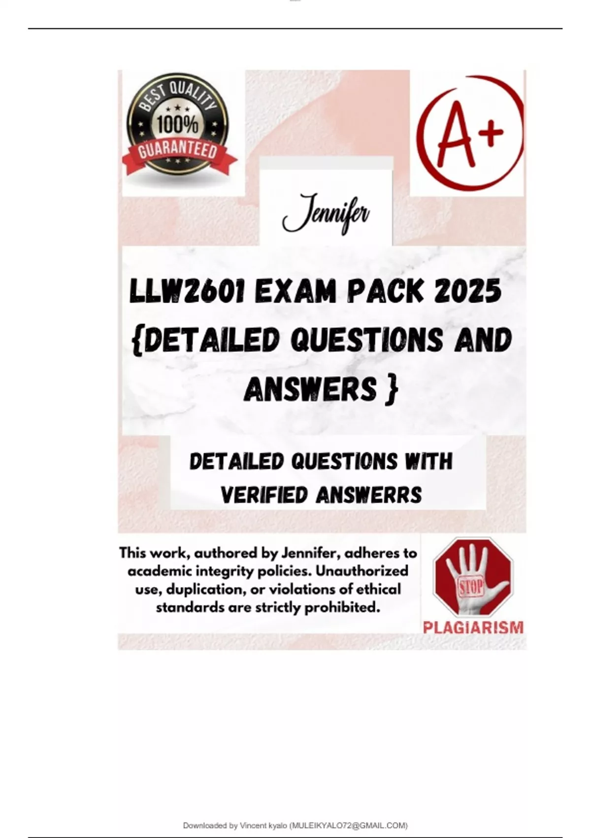 LLW2601 EXAM PACK 2025 {DETAILED QUESTIONS AND ANSWERS } - Individual ...