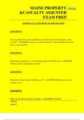  MAINE PROPERTY &CASUALTY ADJUSTER EXAM PREP QUESTIONS AND ANSWERS 2024