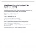 Final Exam &lpar;Complex Regional Pain Syndrome- CRPS&rpar; Questions and Answers 2024