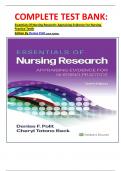 COMPLETE TEST BANK&colon; Essentials Of Nursing Research&colon; Appraising Evidence For Nursing Practice Tenth Edition By Denise Polit Latest Update&period;
