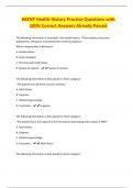 HEENT Health History Practice Questions with 100&percnt; Correct Answers Already Passed