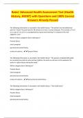 Bates' Advanced Health Assessment Test &lpar;Health History&comma; HEENT&rpar; with Questions and 100&percnt; Correct Answers Already Passed