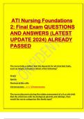 ATI Nursing Foundations  2&colon; Final Exam QUESTIONS  AND ANSWERS &lpar;LATEST  UPDATE 2024&rpar; ALREADY  PASSED  The nurse tells a mother that the blueprint for all inherited traits&comma;  such as height&comma; is found in which of the following&quest; Ovary Sperm Nucleus of the cell
