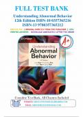 Test bank for Understanding Abnormal Behavior 12th Edition&comma; Sue &vert; Complete Guide A&plus;