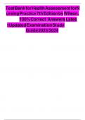 TEST BANK For Health Assessment In Nursing &lbrace;7th Edition&rcub;