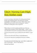 Edapt- Nursing Care-High-Risk Mother exam 