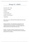 Biology 151 - EXAM 1 Questions answers latest update