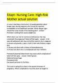 Edapt- Nursing Care- High-Risk Mother actual solution 