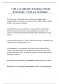 Nurs 234 Critical Thinking&comma; Clinical Reasoning&comma; & Clinical Judgment