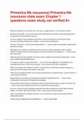 Primerica Life Insurance State Exam RI&vert; exam questions and answers verified A&plus;&vert; verified package deal