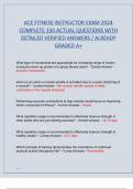 ACE FITNESS INSTRUCTOR EXAM 2024  COMPLETE 150 ACTUAL QUESTIONS WITH  DETAILED VERIFIED ANSWERS &sol; ALREADY  GRADED A&plus;
