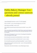 Publix Bakery Manager Test &ndash; questions and correct answers &ndash; already passed 