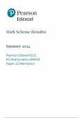 EDEXCEL   JUNE 2024 AS LEVEL MATHS MECHANICS PAPER 2 MARK SCHEME