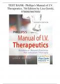 Test Bank Phillips's Manual of I&period;V&period; Therapeutics&comma; 7th Edition by Lisa Gorski&comma; 9780803667044&sol; UPDATED 2024