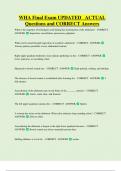 WHA Final Exam UPDATED ACTUAL Questions and CORRECT Answers