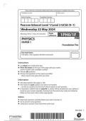 Pearson Edexcel Level 1&sol;Level 2 GCSE &lpar;9&ndash;1&rpar; PHYSICS PAPER 1 Foundation Tier 1PH0&sol;1F question paper june 2024 