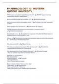 PHARMACOLOGY 101 MIDTERM QUEENS UNIVERSITY QUESTIONS & ANSWERS 