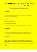 MS PROPERTY & CASUALTY EXAM QUESTIONS AND ANSWERS 2024